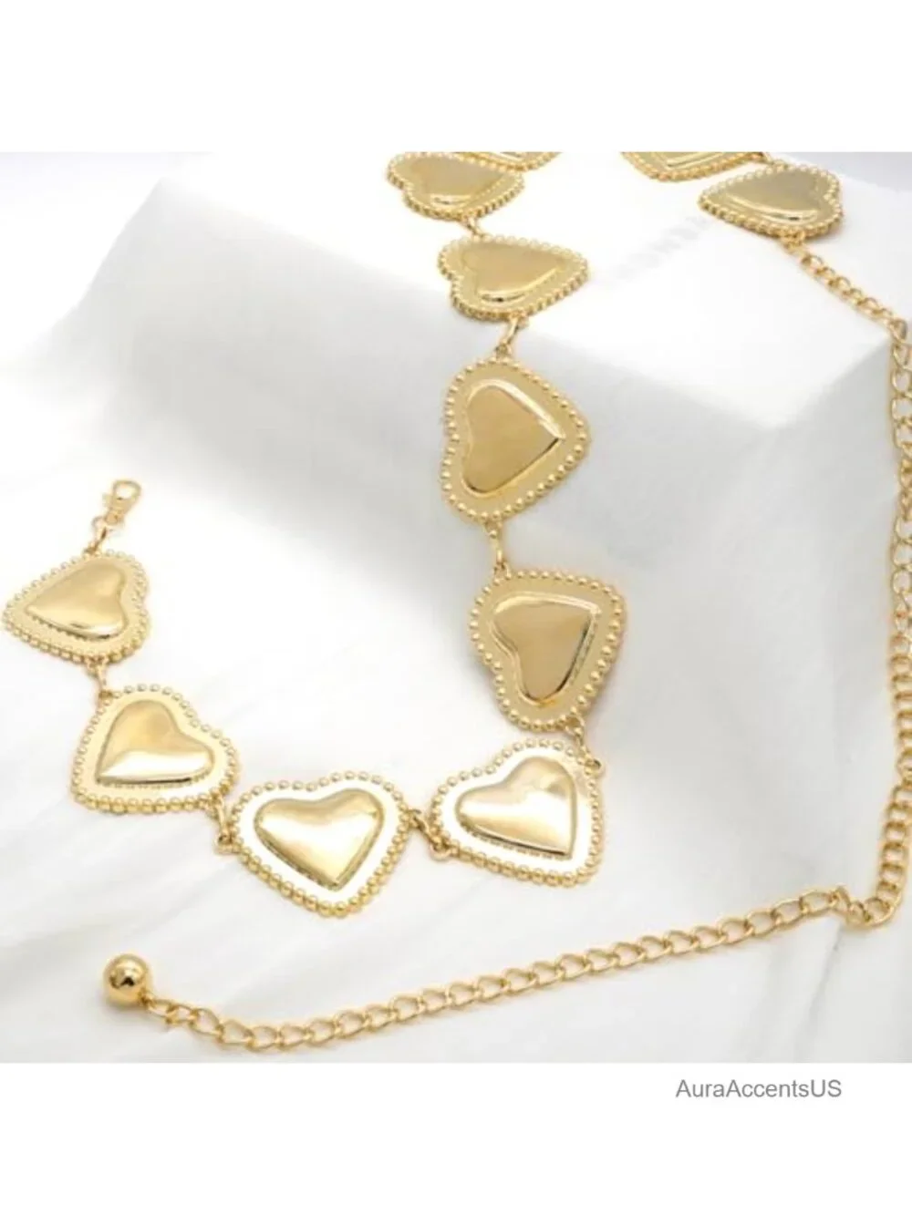 Chunky Metal Waist Chain Belt for Dresses - Adjustable Lobster Clasp